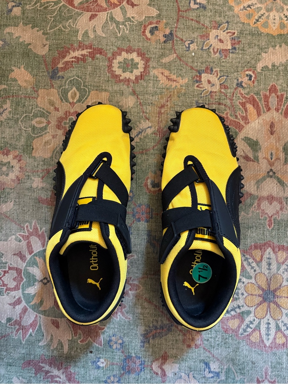 Puma Kids Yellow and Black Hook-and-Loop Sneakers
